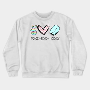 Peace Love Hockey Cute Design for Women Teen Girls Crewneck Sweatshirt